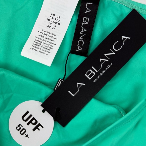 La Blanca Bikini Bottom Womens US 12 Green Goddess Side Tie Hipster NWT - Picture 4 of 11